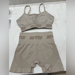 BO+TEE Tan Sports Bra and Shorts Set